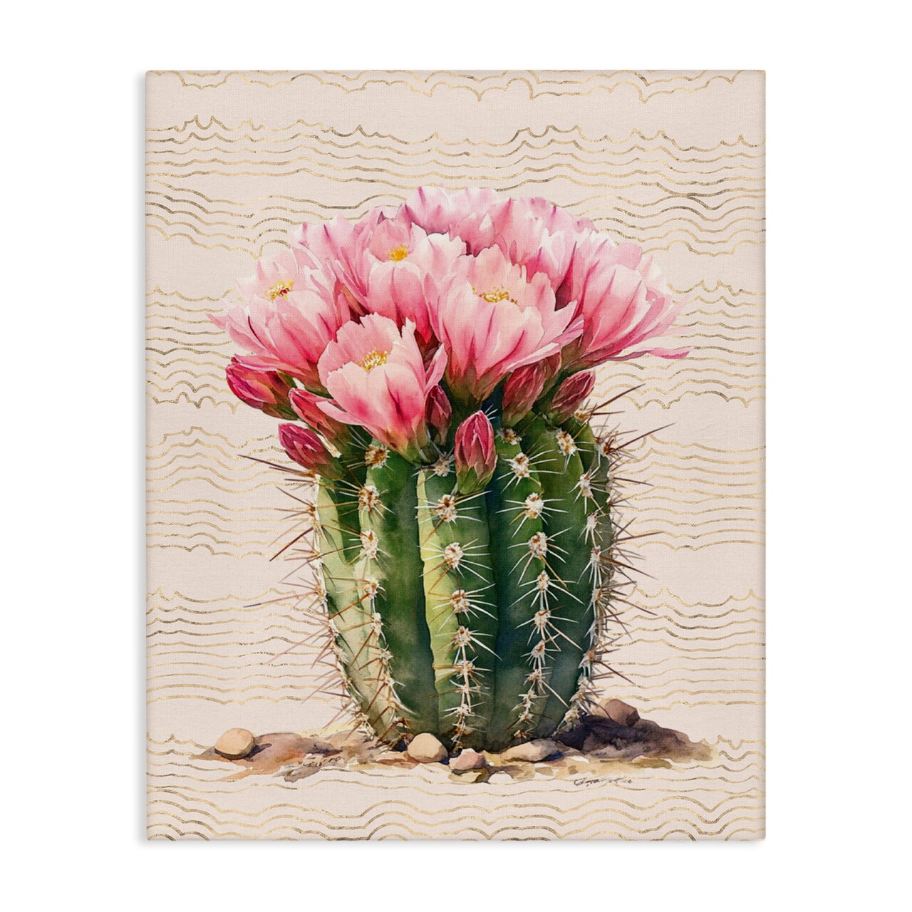 Stupell Industries Blooming Floral Cactus Canvas Wall Art Design by Lettered and Lined